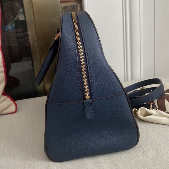 Michael Kors Navy Blue Coated Leather Satchel Handled Crossbody - Picture 6 of 11